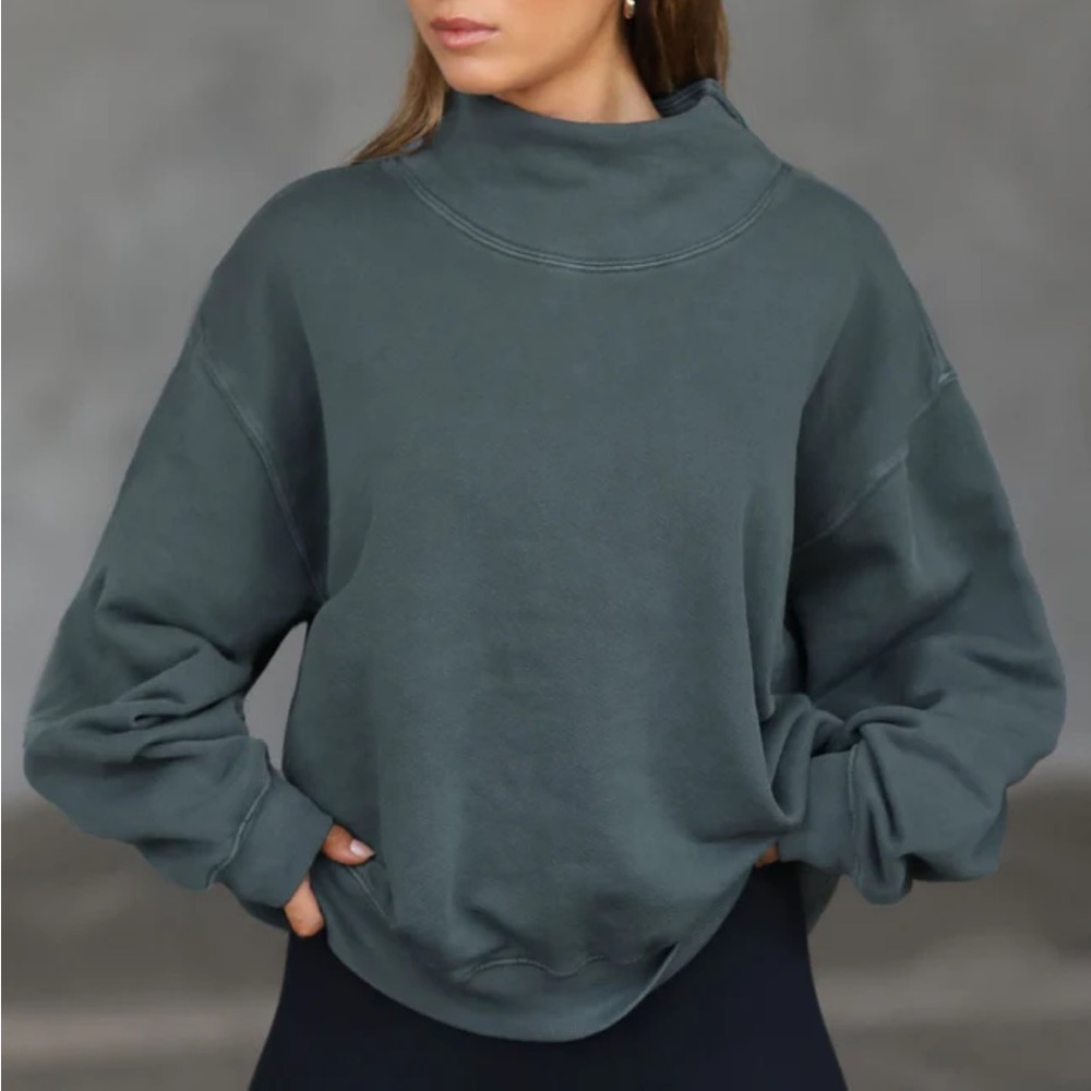 JOAH BROWN Turtleneck Sweatshirt in ‘Evergreen French Terry’